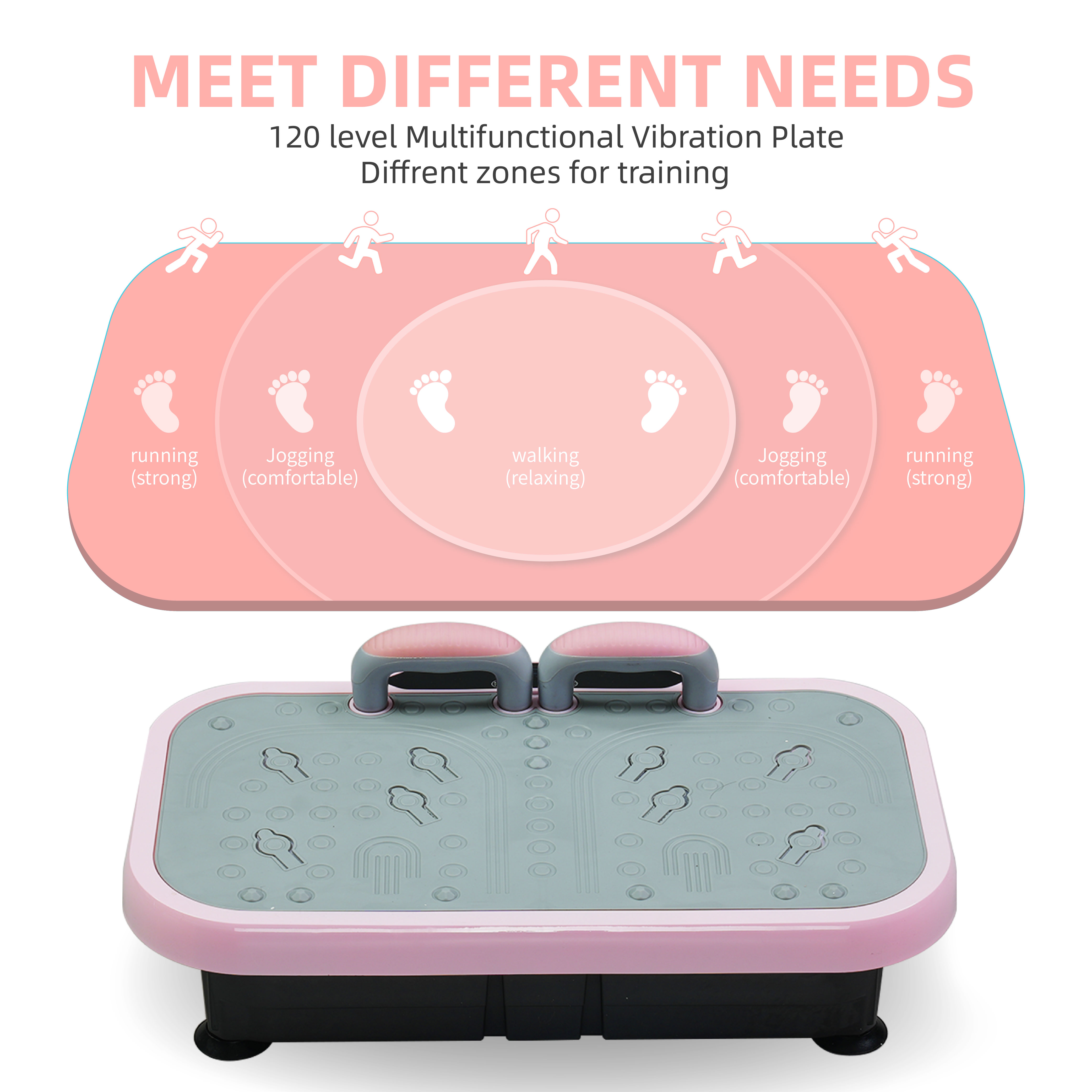 Vibration Plate Fitness Platform With Handle Whole Body Exercise Machine With 120 Speed Levels, Lymphatic Drainage, Fat Burning, And Weight Loss, Perfect For Women, Men, And Home Gym Exercise_voghion.com